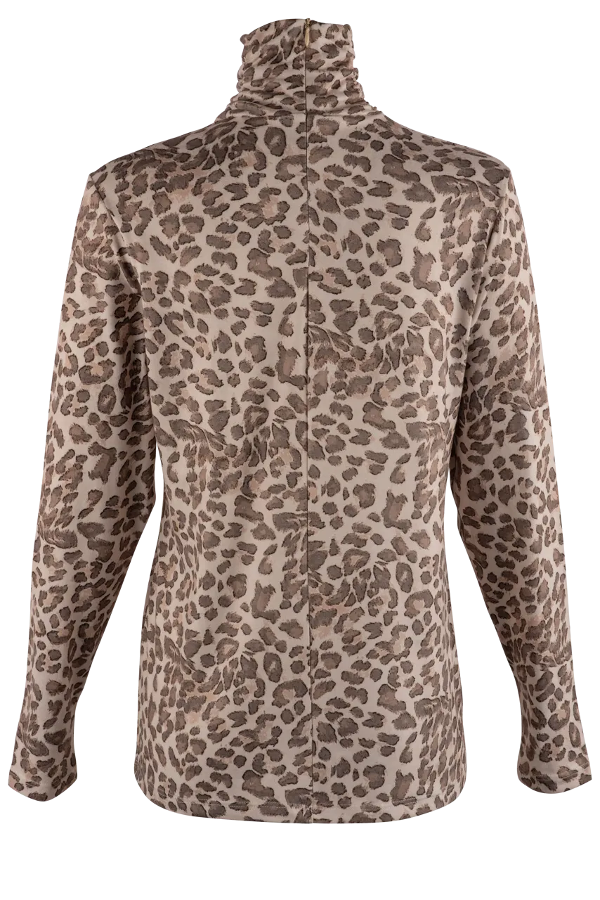 Tasha Polizzi Cashmere Leopard Print Turtleneck