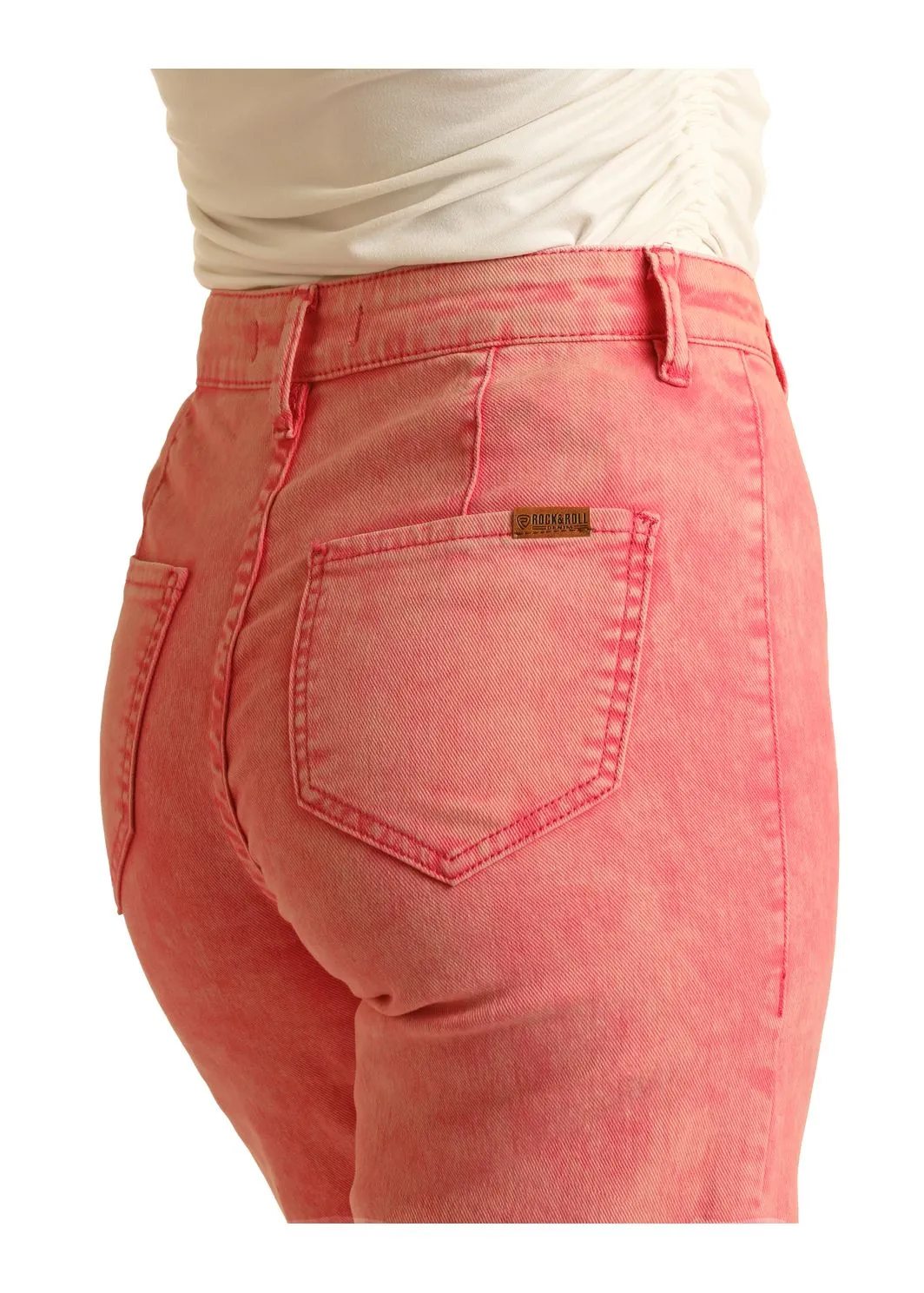 Women's Rock & Roll Pink High Rise Flare Jean