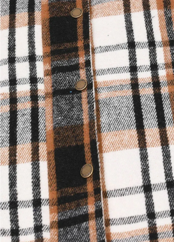 Women's Sherpa Lined Plaid Vest, Snap Button and Zipper Closure