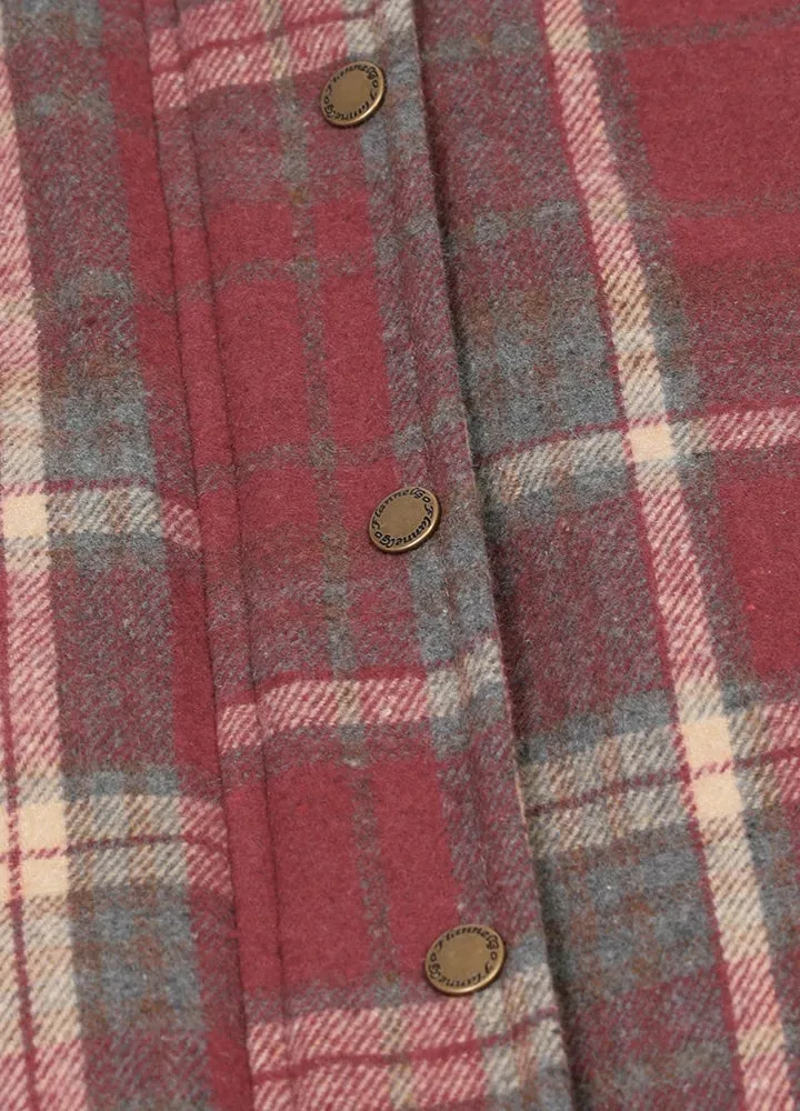 Women's Sherpa Lined Plaid Vest, Snap Button and Zipper Closure
