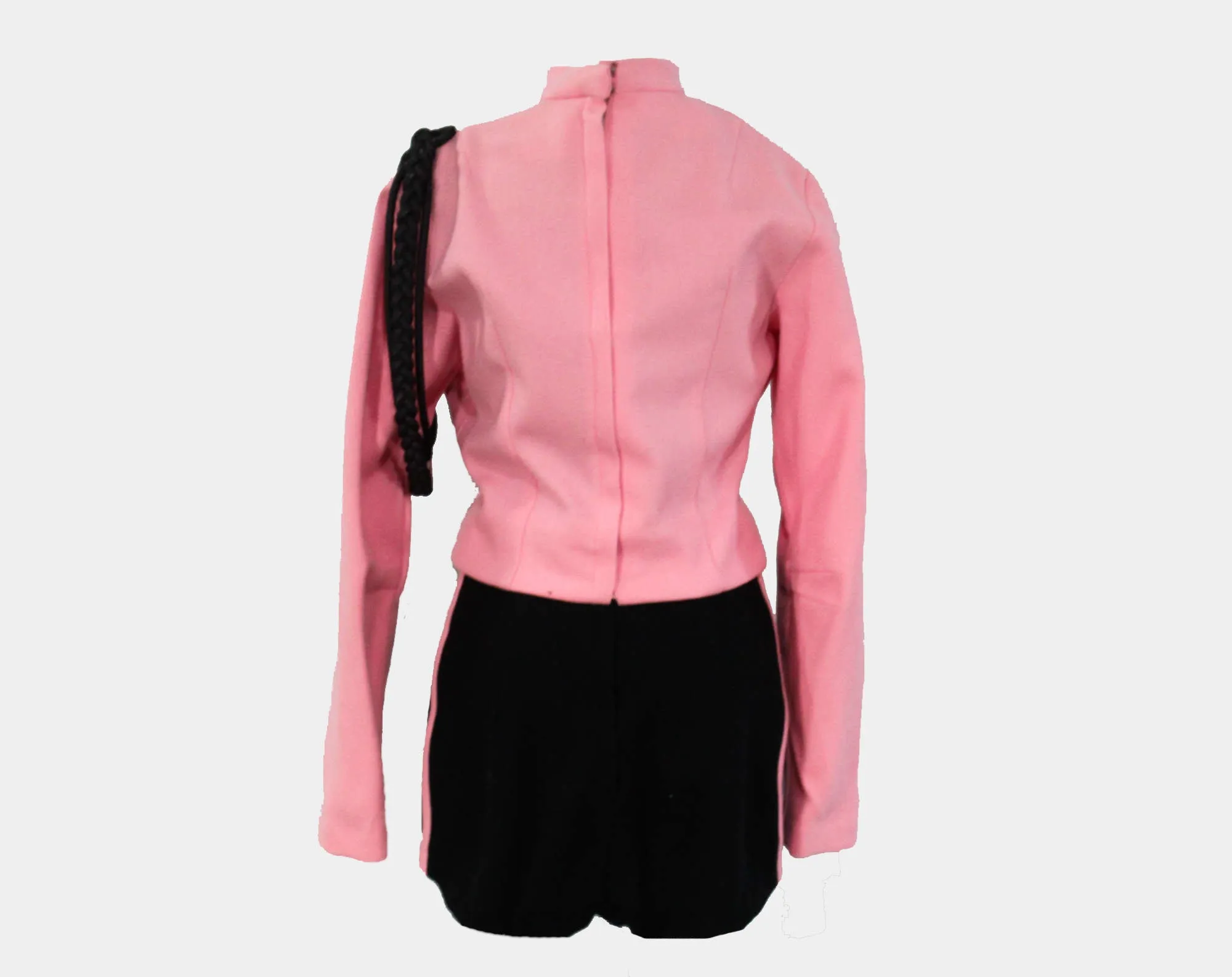 XXS 60s Majorette Costume - Size 000 1960s Baton Twirler Outfit - Pink Jacket & Charcoal Gray Hot Pants - Go Go British Invasion Toy Soldier