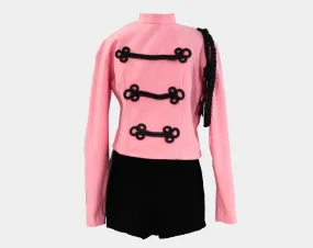 XXS 60s Majorette Costume - Size 000 1960s Baton Twirler Outfit - Pink Jacket & Charcoal Gray Hot Pants - Go Go British Invasion Toy Soldier